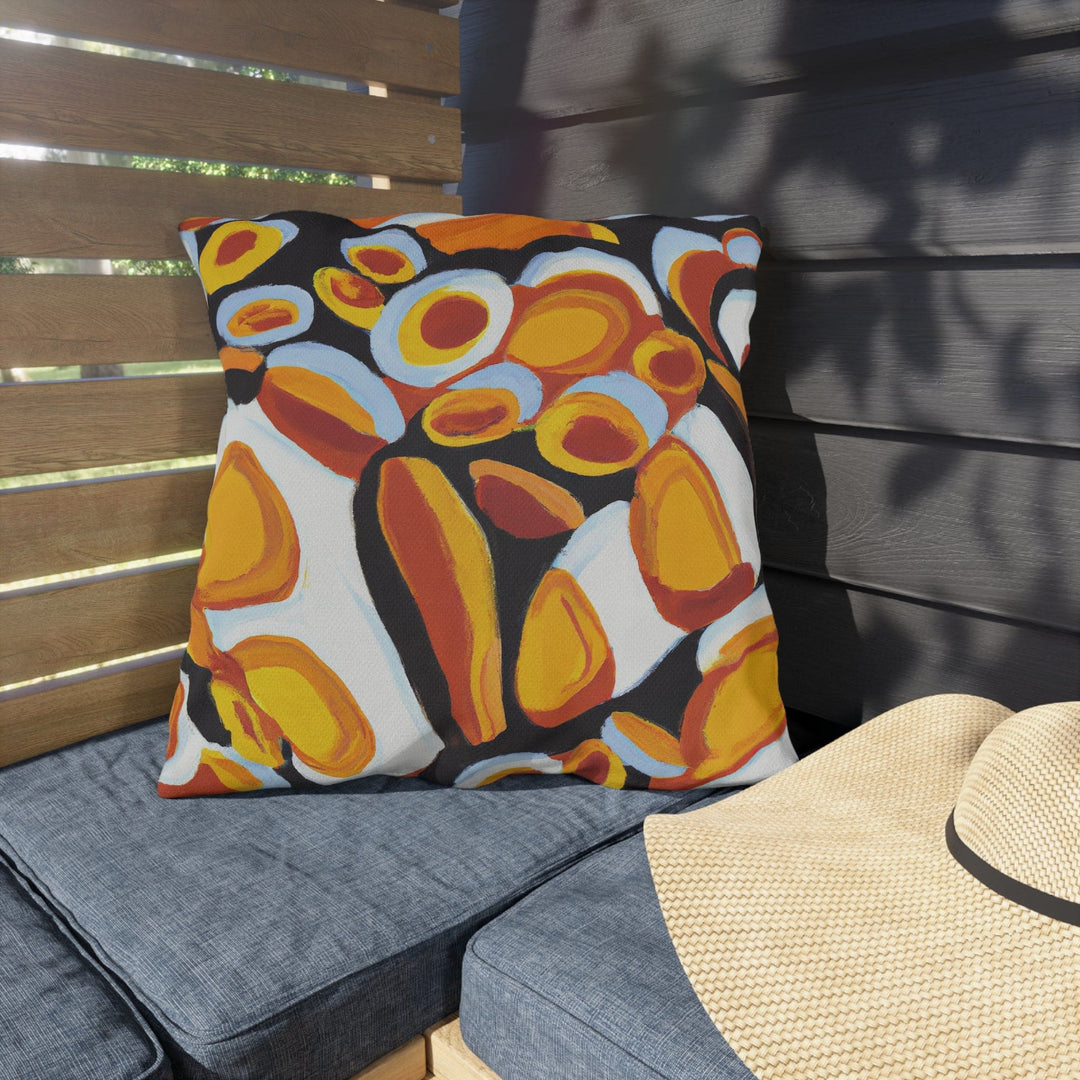 Decorative Indoor/outdoor Pillow - Orange Black White Geometric Pattern