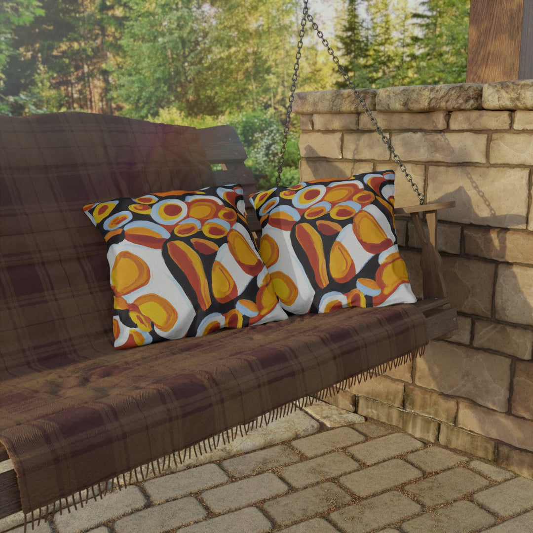 Decorative Indoor/outdoor Pillow - Orange Black White Geometric Pattern