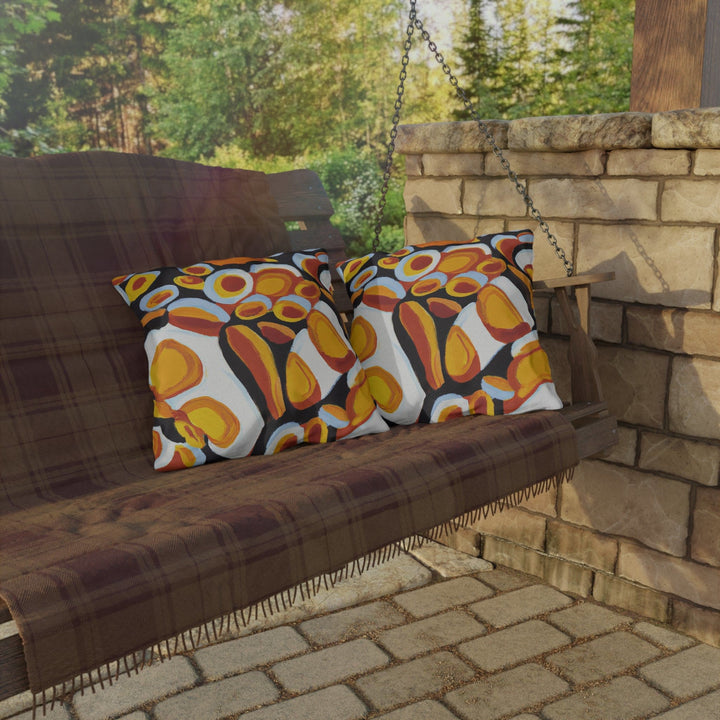 Decorative Indoor/outdoor Pillow - Orange Black White Geometric Pattern