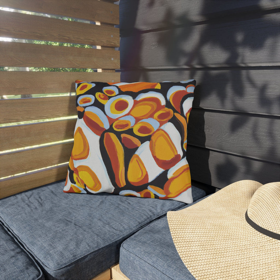 Decorative Indoor/outdoor Pillow - Orange Black White Geometric Pattern