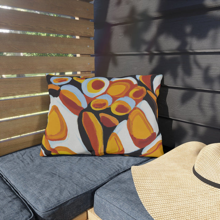 Decorative Indoor/outdoor Pillow - Orange Black White Geometric Pattern
