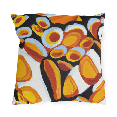Decorative Outdoor Pillows With Zipper - Set Of 2 Orange Black White Geometric