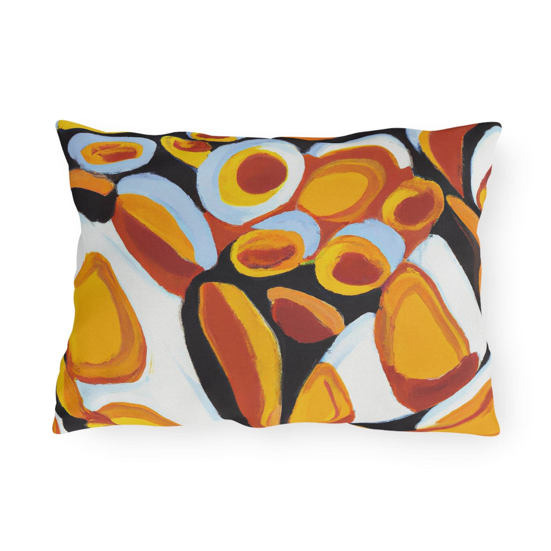 Decorative Indoor/outdoor Pillow - Orange Black White Geometric Pattern