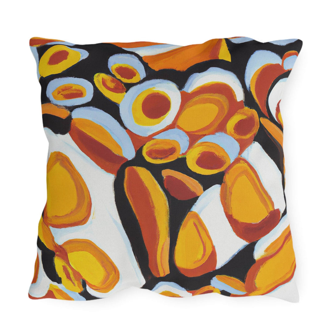 Decorative Indoor/outdoor Pillow - Orange Black White Geometric Pattern
