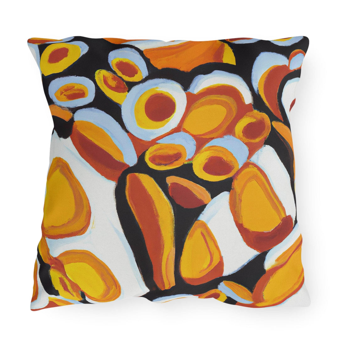 Decorative Indoor/outdoor Pillow Orange Black White Geometric Pattern