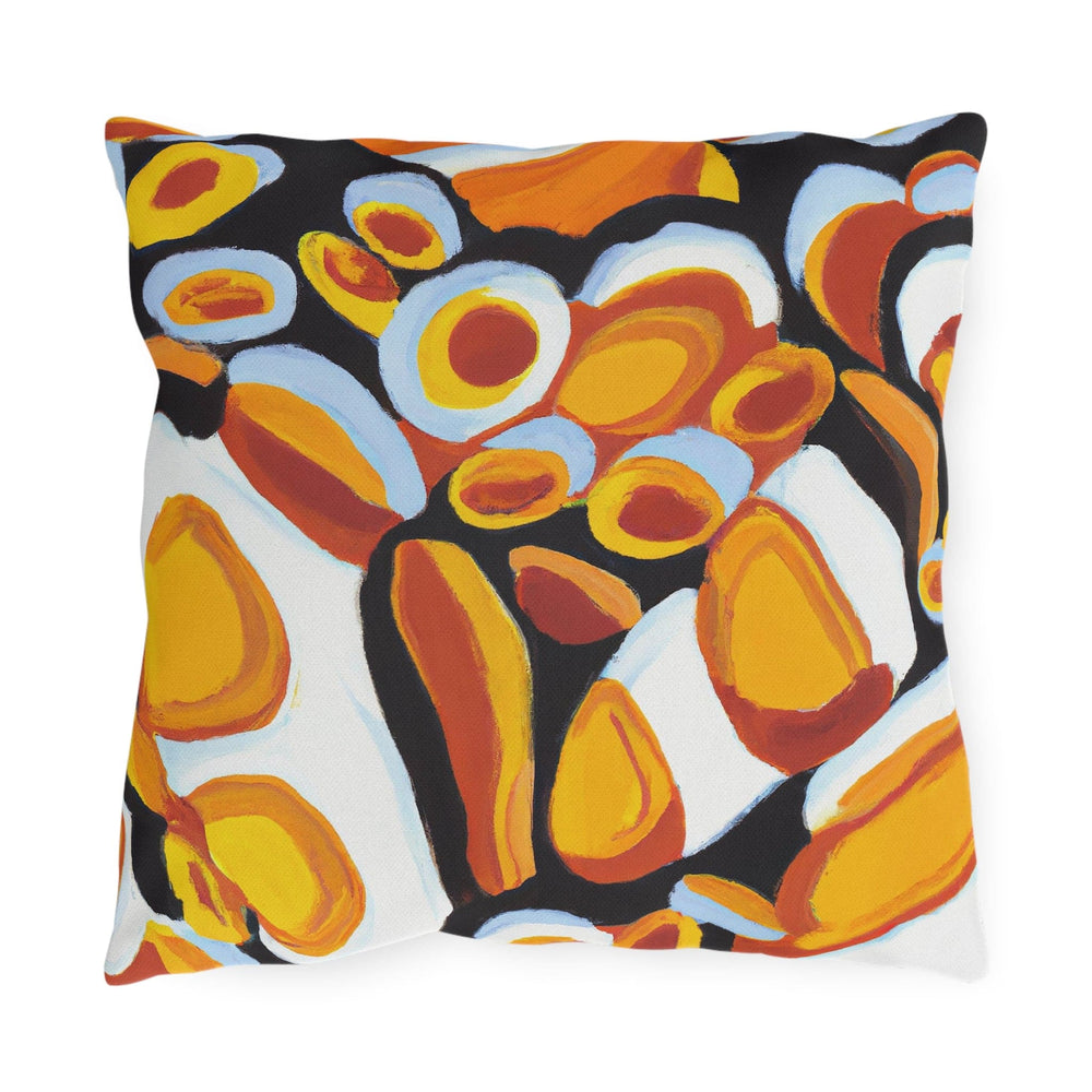 Decorative Indoor/outdoor Pillow Orange Black White Geometric Pattern