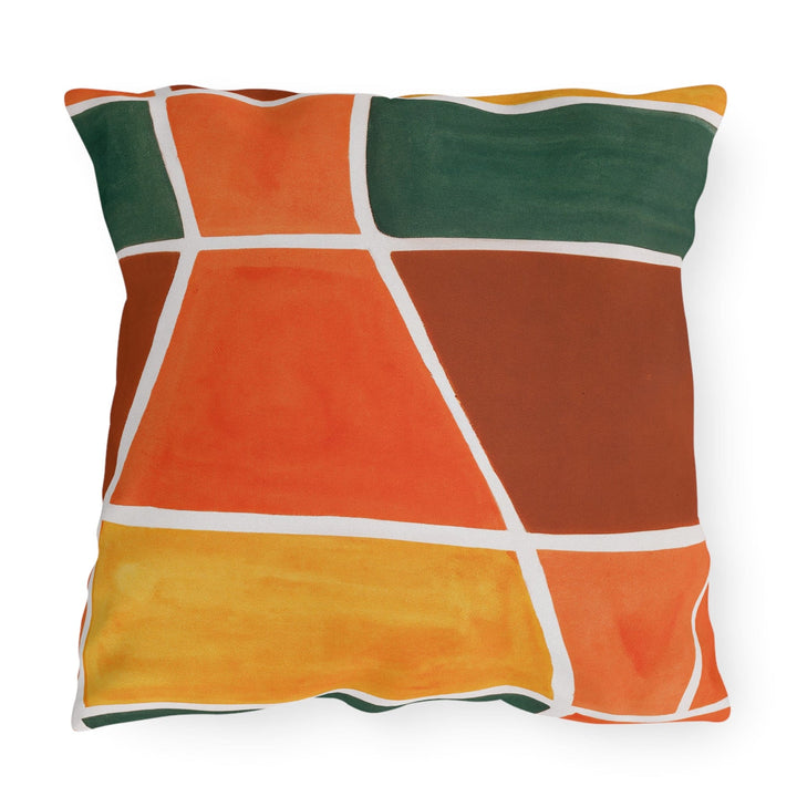 Decorative Indoor/outdoor Pillow - Orange Green Yellow Boho Pattern