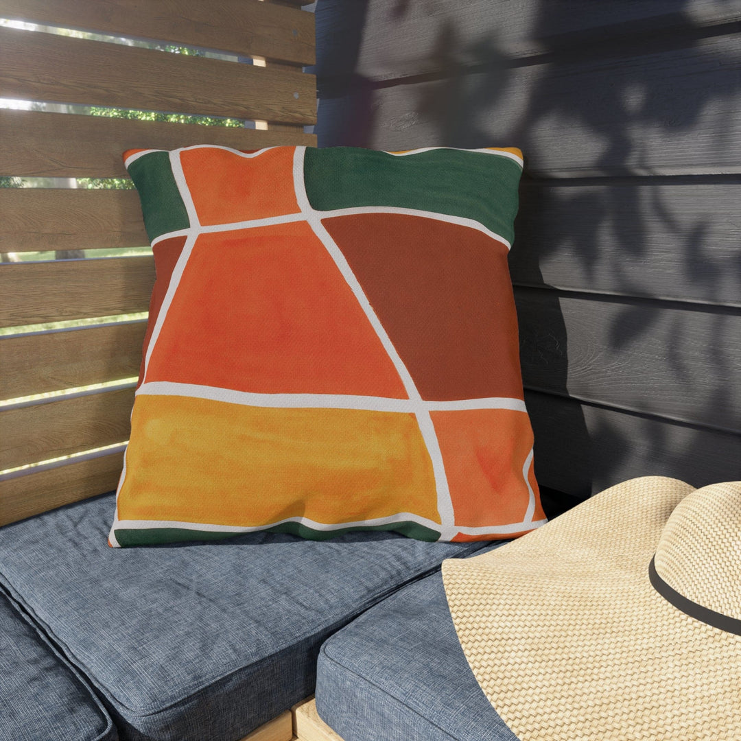 Decorative Indoor/outdoor Pillow - Orange Green Yellow Boho Pattern