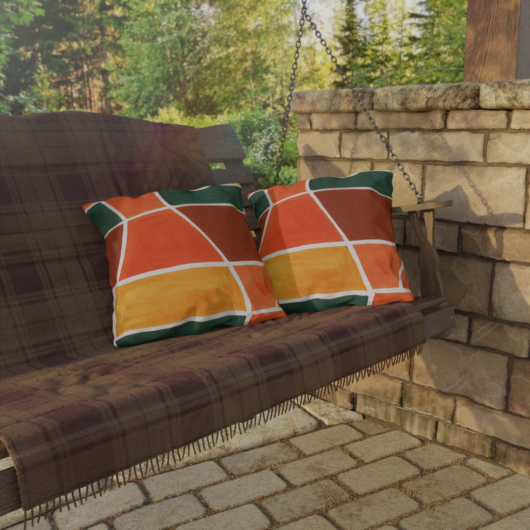 Decorative Indoor/outdoor Pillow - Orange Green Yellow Boho Pattern