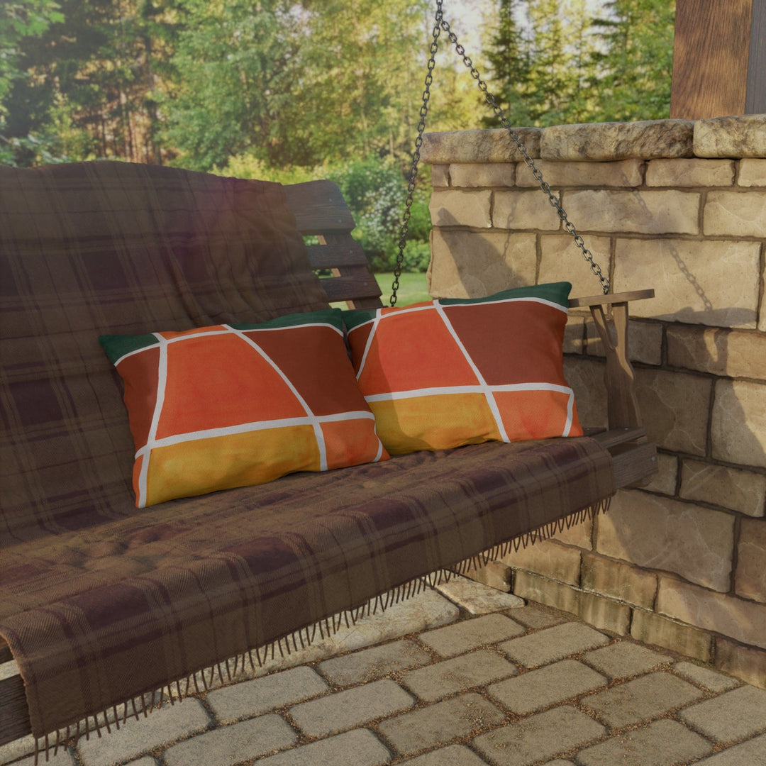 Decorative Indoor/outdoor Pillow - Orange Green Yellow Boho Pattern