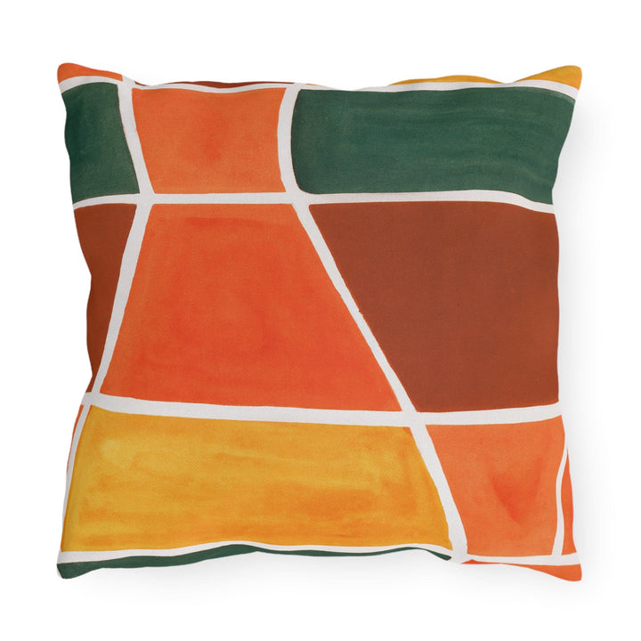 Decorative Indoor/outdoor Pillow - Orange Green Yellow Boho Pattern