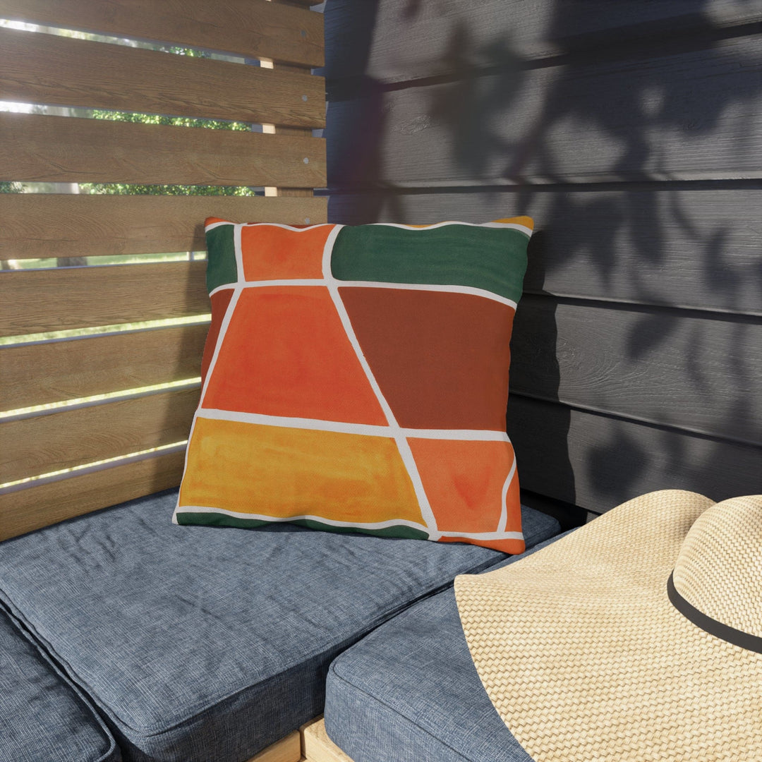 Decorative Indoor/outdoor Pillow - Orange Green Yellow Boho Pattern
