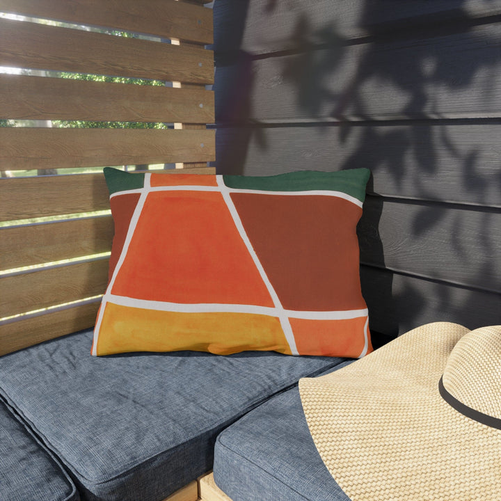 Decorative Indoor/outdoor Pillow - Orange Green Yellow Boho Pattern