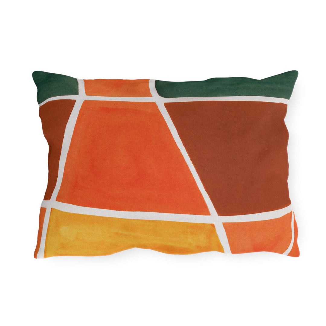 Decorative Indoor/outdoor Pillow - Orange Green Yellow Boho Pattern