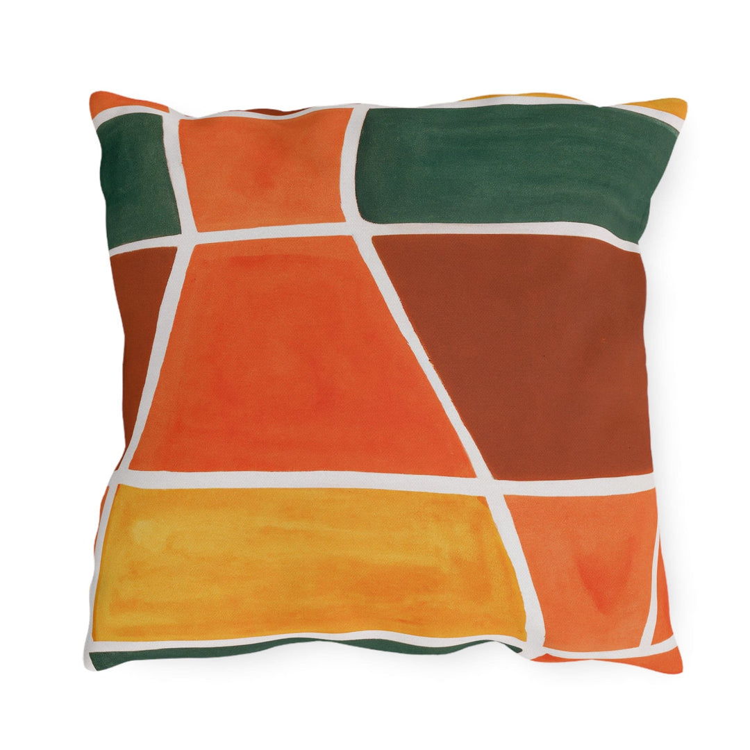 Decorative Indoor/outdoor Pillow - Orange Green Yellow Boho Pattern