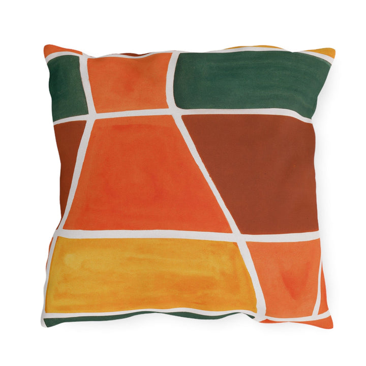 Decorative Indoor/outdoor Pillow - Orange Green Yellow Boho Pattern