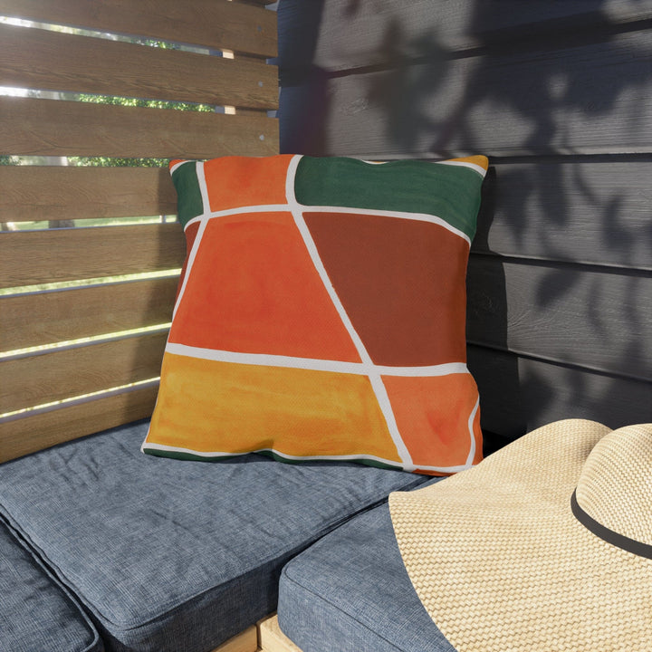 Decorative Indoor/outdoor Pillow - Orange Green Yellow Boho Pattern