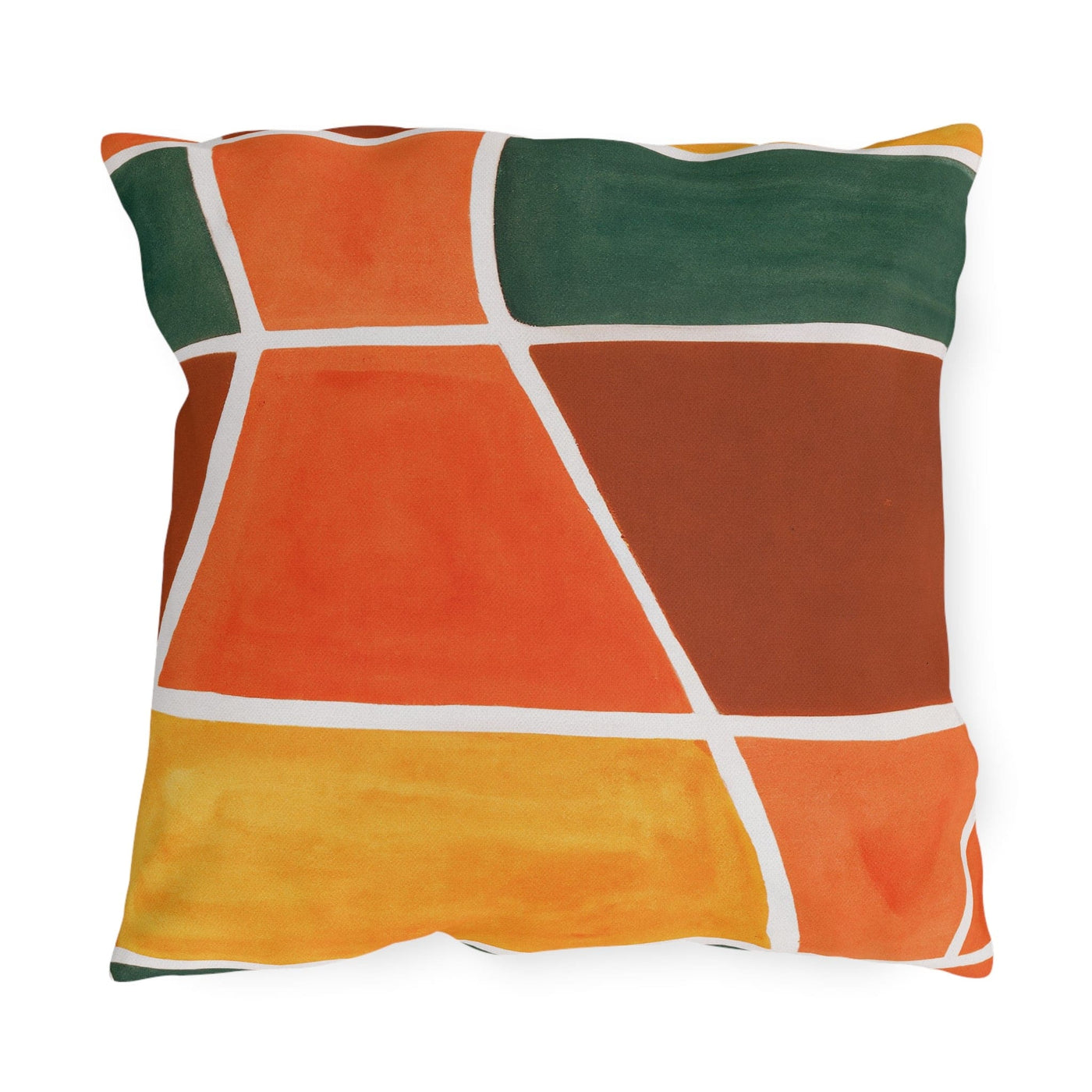 Decorative Outdoor Pillows With Zipper - Set Of 2 Orange Green Yellow Boho