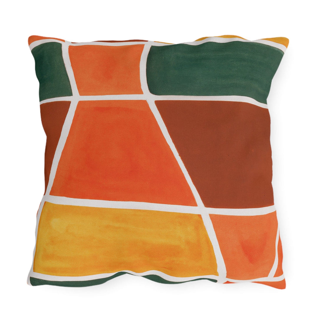 Decorative Indoor/outdoor Pillow - Orange Green Yellow Boho Pattern