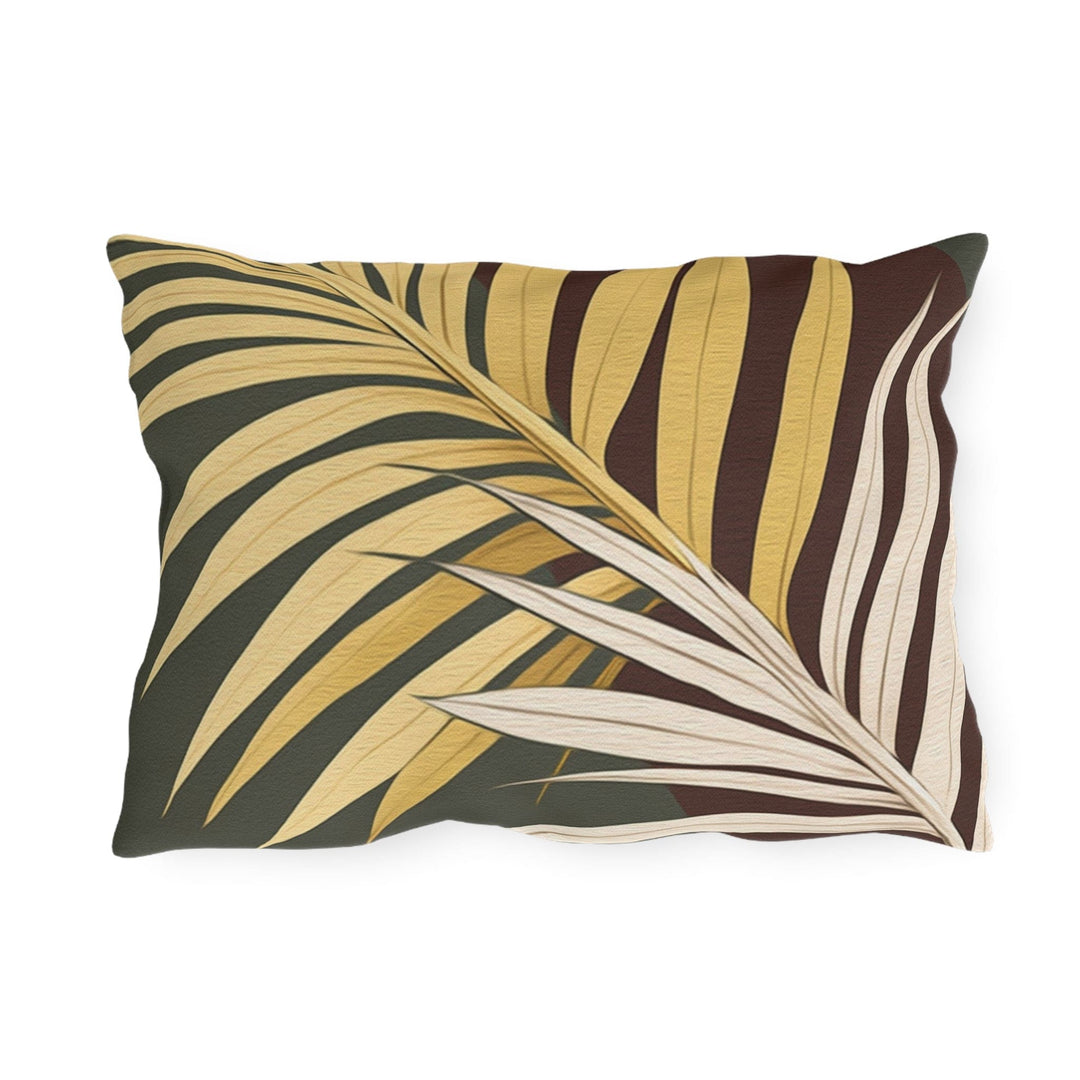 Decorative Indoor/outdoor Pillow - Palm Tree Leaves Green Burgundy
