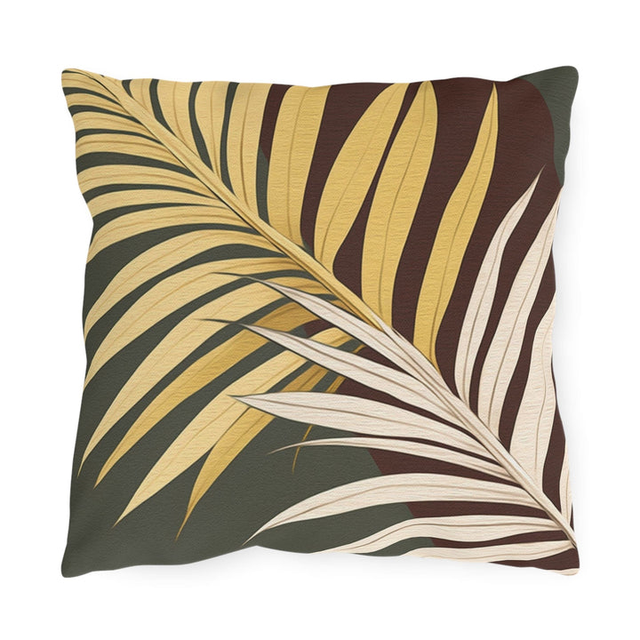 Decorative Indoor/outdoor Pillow - Palm Tree Leaves Green Burgundy