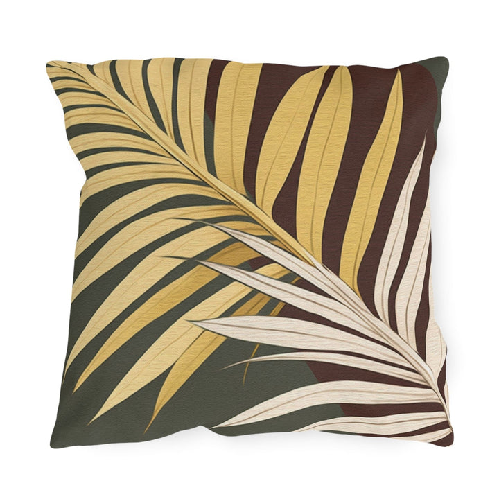 Decorative Indoor/outdoor Pillow - Palm Tree Leaves Green Burgundy