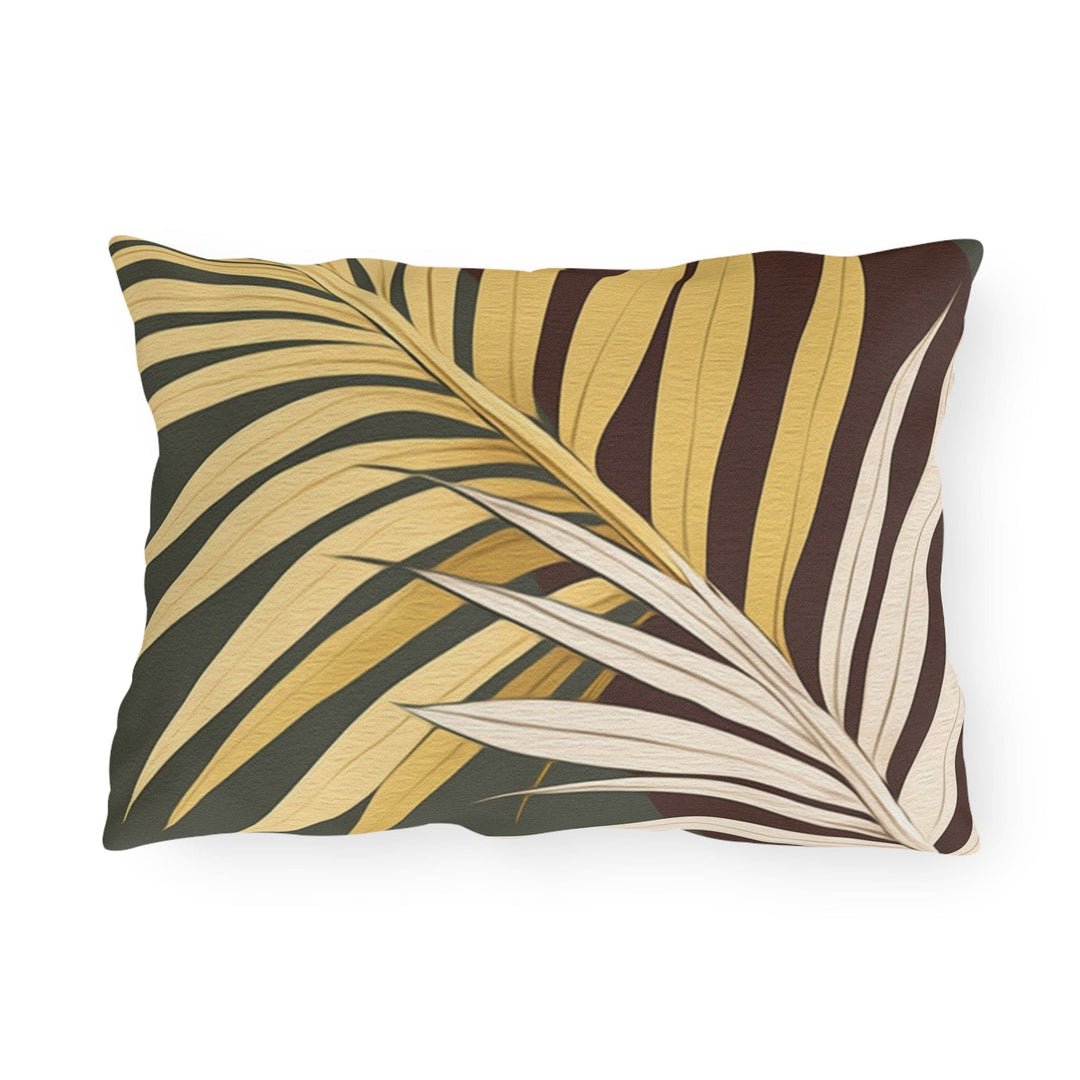 Decorative Indoor/outdoor Pillow - Palm Tree Leaves Green Burgundy