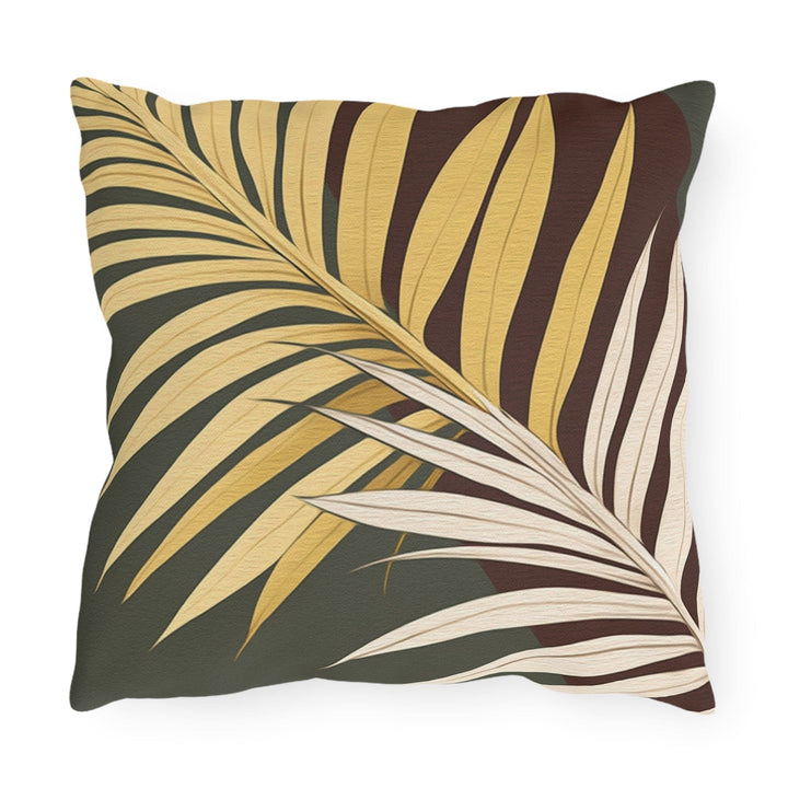 Decorative Indoor/outdoor Pillow - Palm Tree Leaves Green Burgundy