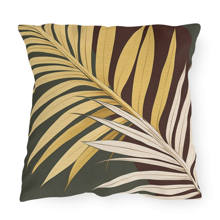 Decorative Indoor/outdoor Pillow - Palm Tree Leaves Green Burgundy