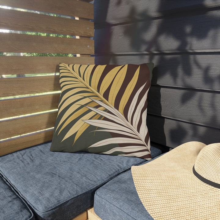 Decorative Indoor/outdoor Pillow - Palm Tree Leaves Green Burgundy