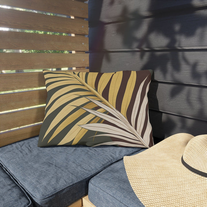 Decorative Indoor/outdoor Pillow - Palm Tree Leaves Green Burgundy