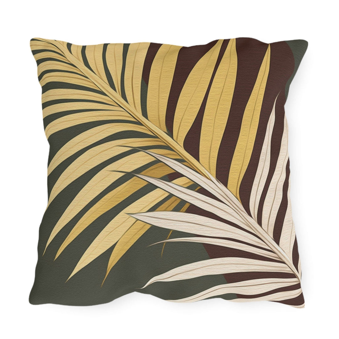 Decorative Indoor/outdoor Pillow - Palm Tree Leaves Green Burgundy