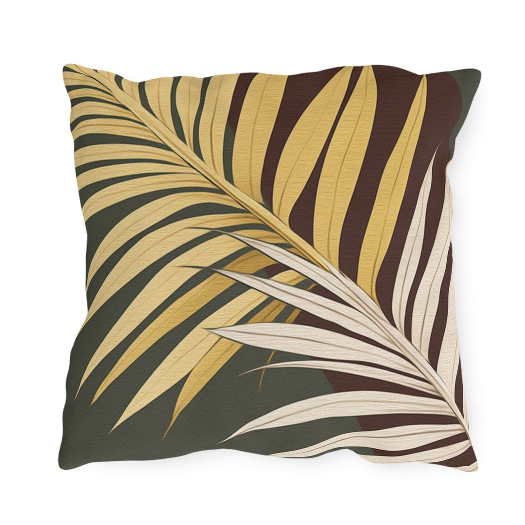 Decorative Indoor/outdoor Pillow - Palm Tree Leaves Green Burgundy