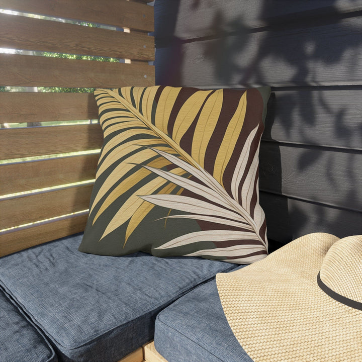 Decorative Indoor/outdoor Pillow - Palm Tree Leaves Green Burgundy