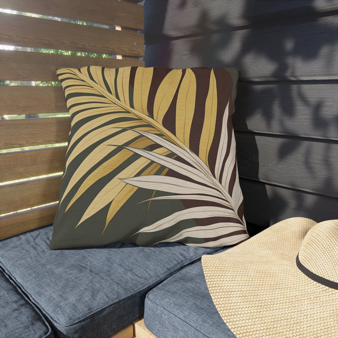 Decorative Indoor/outdoor Pillow - Palm Tree Leaves Green Burgundy