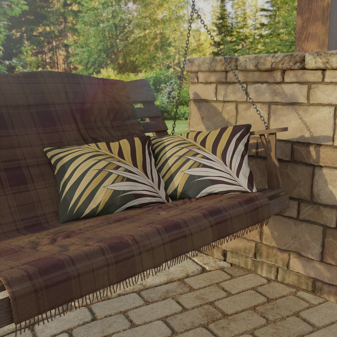 Decorative Indoor/outdoor Pillow - Palm Tree Leaves Green Burgundy