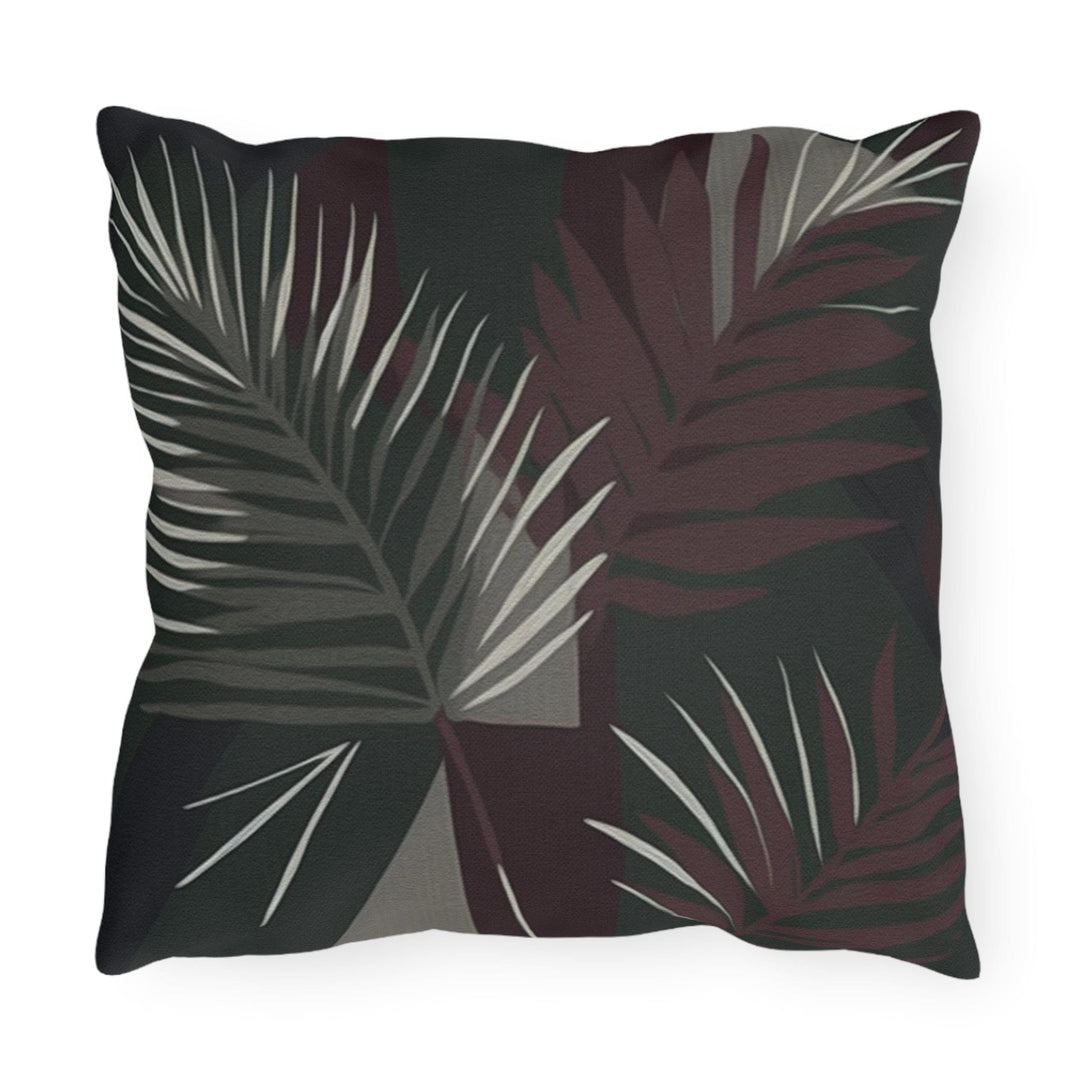 Decorative Indoor/outdoor Pillow - Palm Tree Leaves Maroon Green