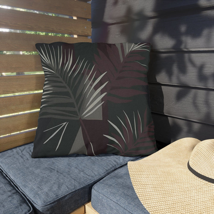Decorative Indoor/outdoor Pillow - Palm Tree Leaves Maroon Green