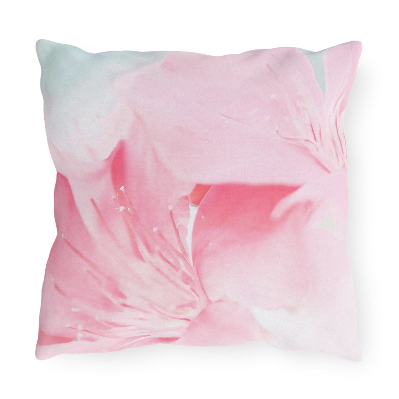 Decorative Outdoor Pillows With Zipper - Set Of 2 Pink Flower Bloom Peaceful