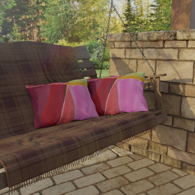 Decorative Outdoor Pillows With Zipper - Set Of 2 Pink Mauve Red Geometric