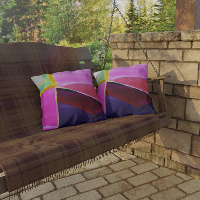 Decorative Outdoor Pillows With Zipper - Set Of 2 Pink Purple Red Geometric
