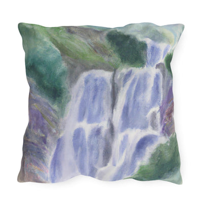 Decorative Outdoor Pillows With Zipper - Set Of 2 Purple Watercolor Waterfall