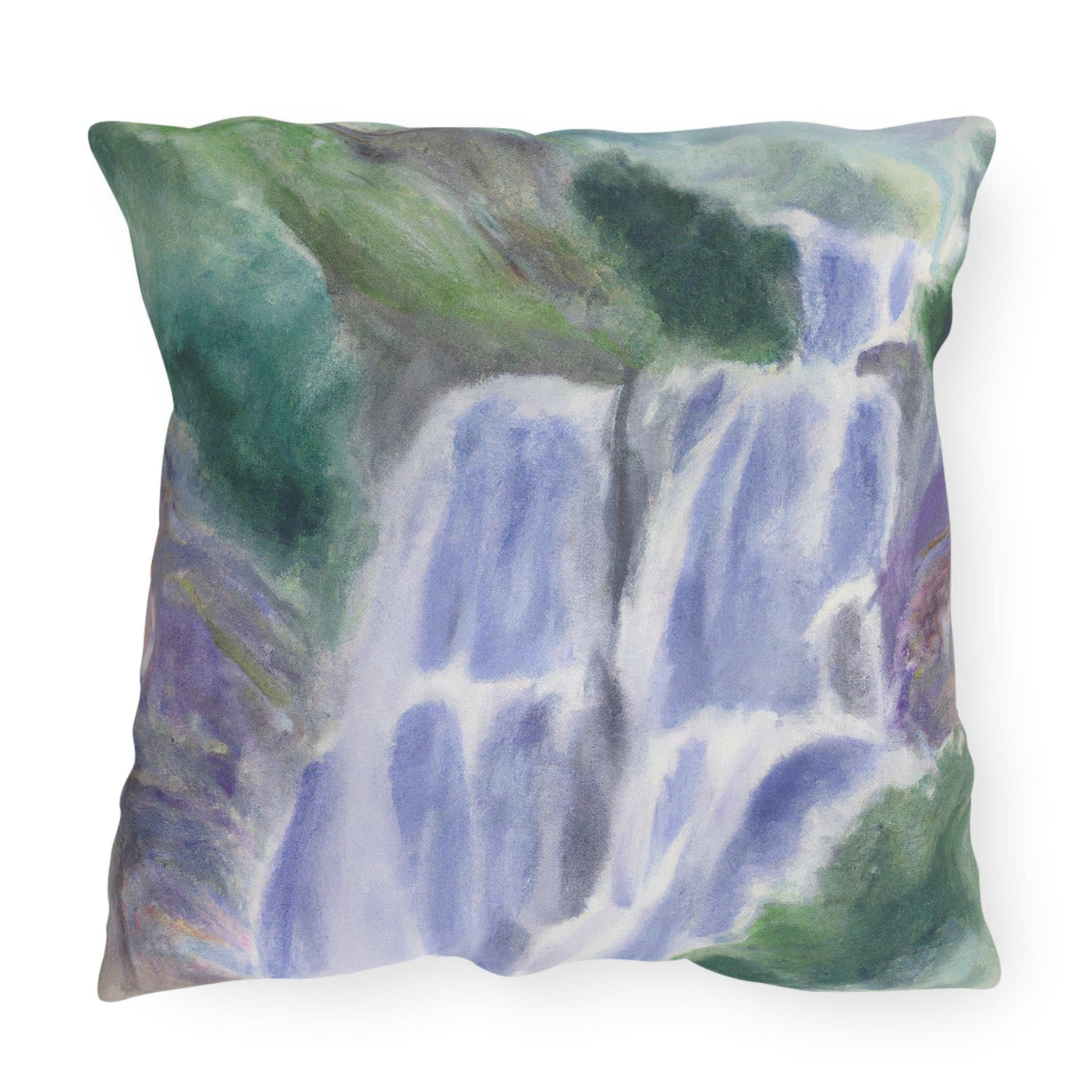 Decorative Outdoor Pillows With Zipper - Set Of 2 Purple Watercolor Waterfall