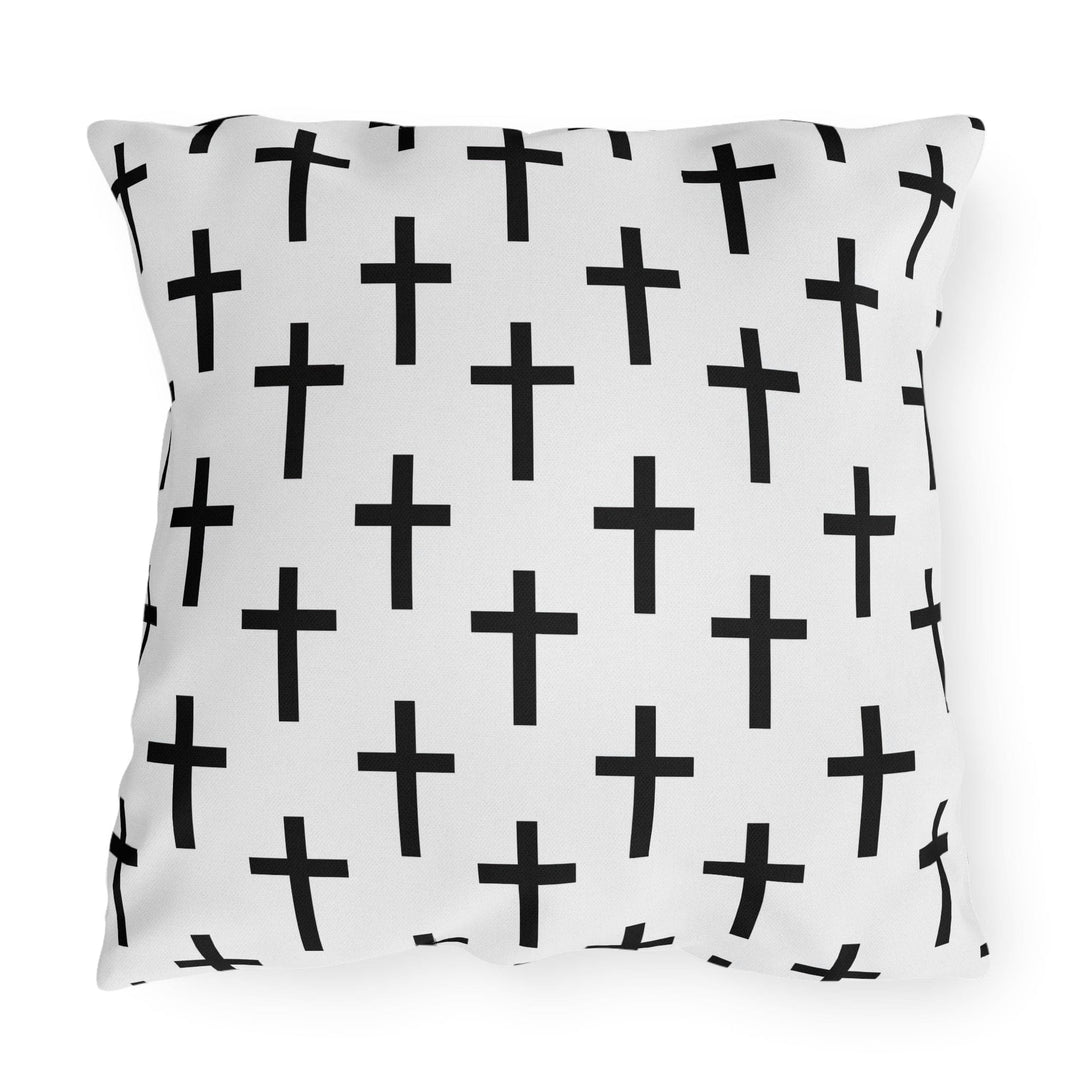 Decorative Indoor/outdoor Pillow White and Black Seamless Cross Pattern