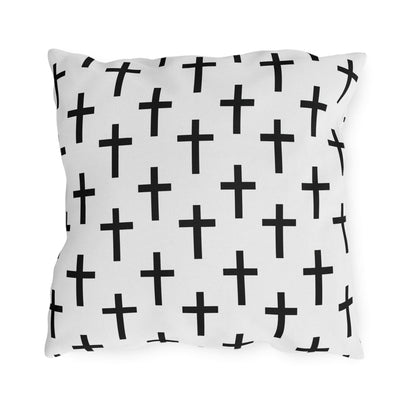 Decorative Outdoor Pillows With Zipper - Set Of 2 White And Black Seamless
