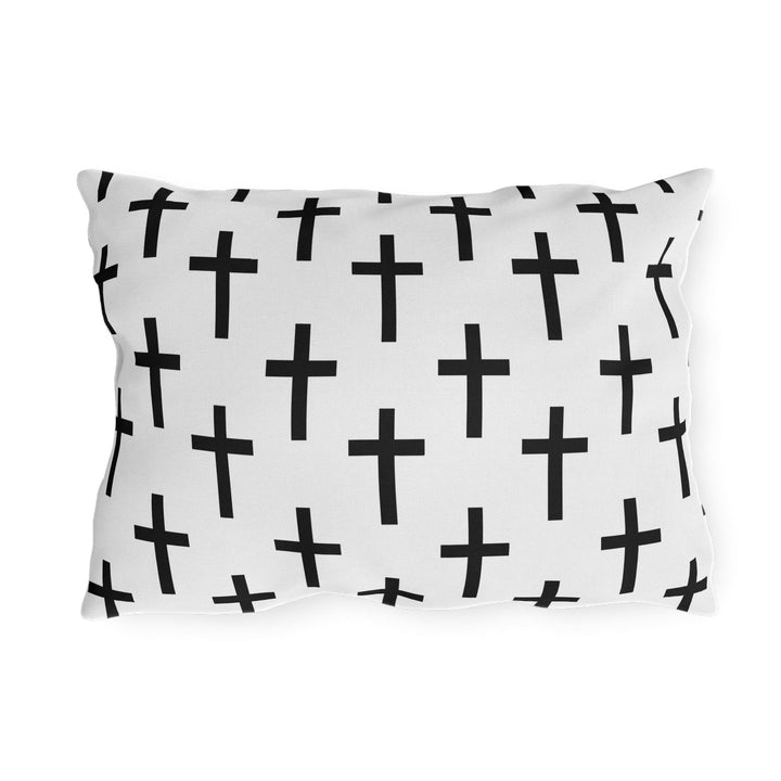 Decorative Indoor/outdoor Pillow White and Black Seamless Cross Pattern