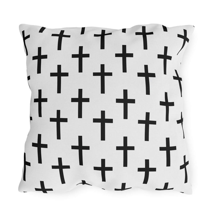 Decorative Indoor/outdoor Pillow White and Black Seamless Cross Pattern