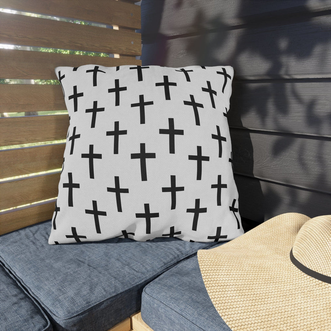 Decorative Indoor/outdoor Pillow White and Black Seamless Cross Pattern