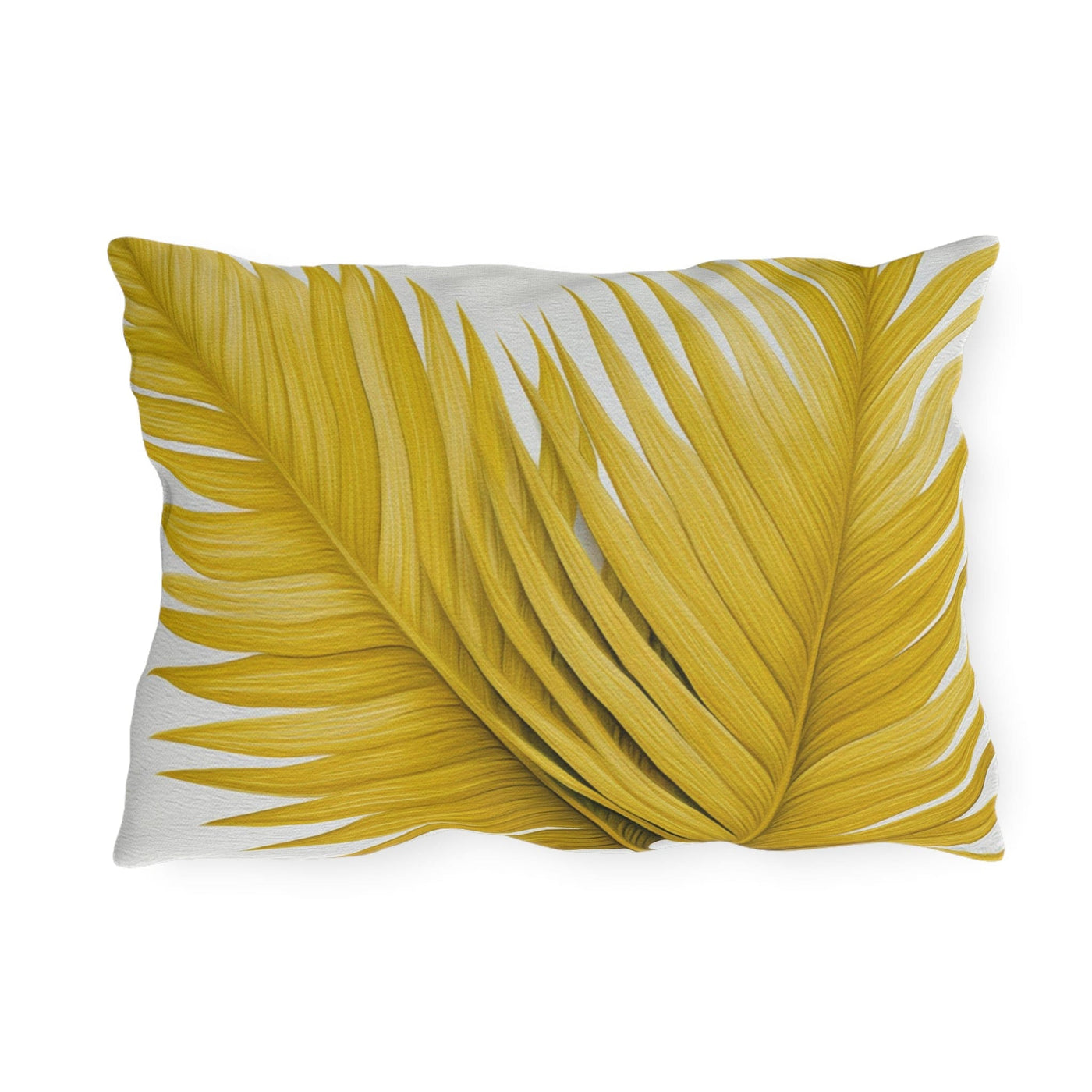 Decorative Outdoor Pillows With Zipper - Set Of 2 Yellow Palm Tree Leaves