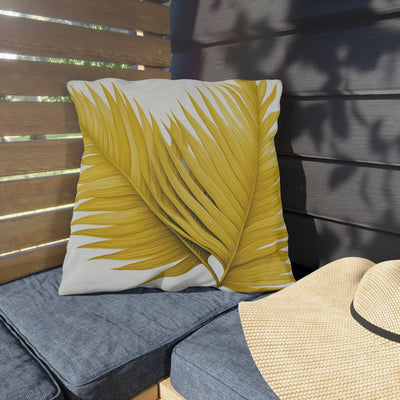 Decorative Outdoor Pillows With Zipper - Set Of 2 Yellow Palm Tree Leaves